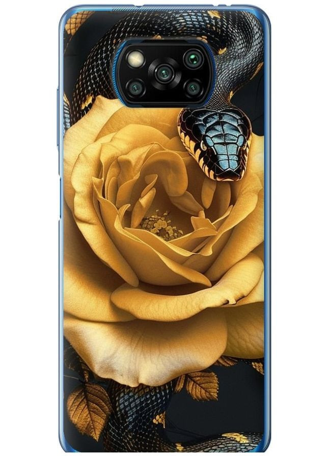 2D пластиковий чохол 'Black snake and golden rose' для Endorphone Xiaomi Poco X3 Pro (286770905)
