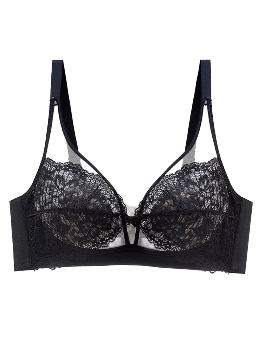 Чорний балконет жіночий мереживний бюстгальтер soft comfort (1584-70-01) Macarena без кісточок
