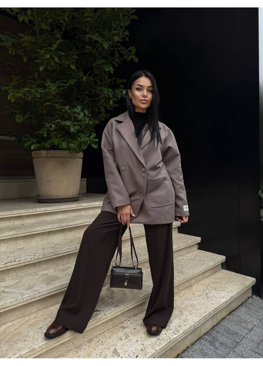 Коричневое демисезонное Женское пальто двубортное Asi.Store.ua