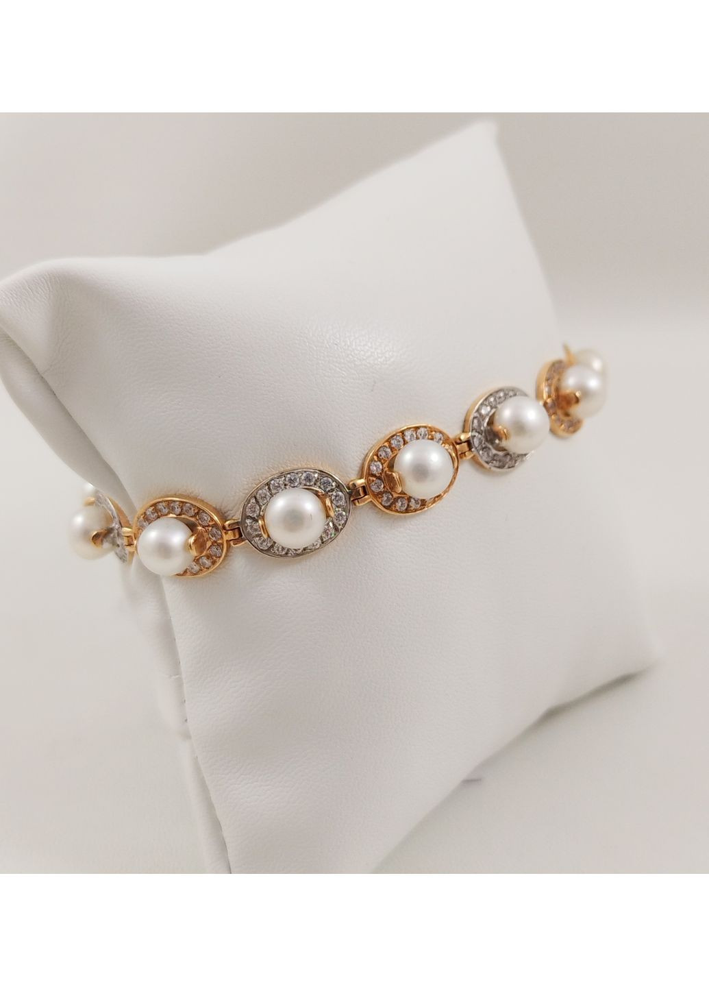 Браслет золотий 585 проби з перлинами і цирконієм 44004 Shatlen Браслет (370161667)