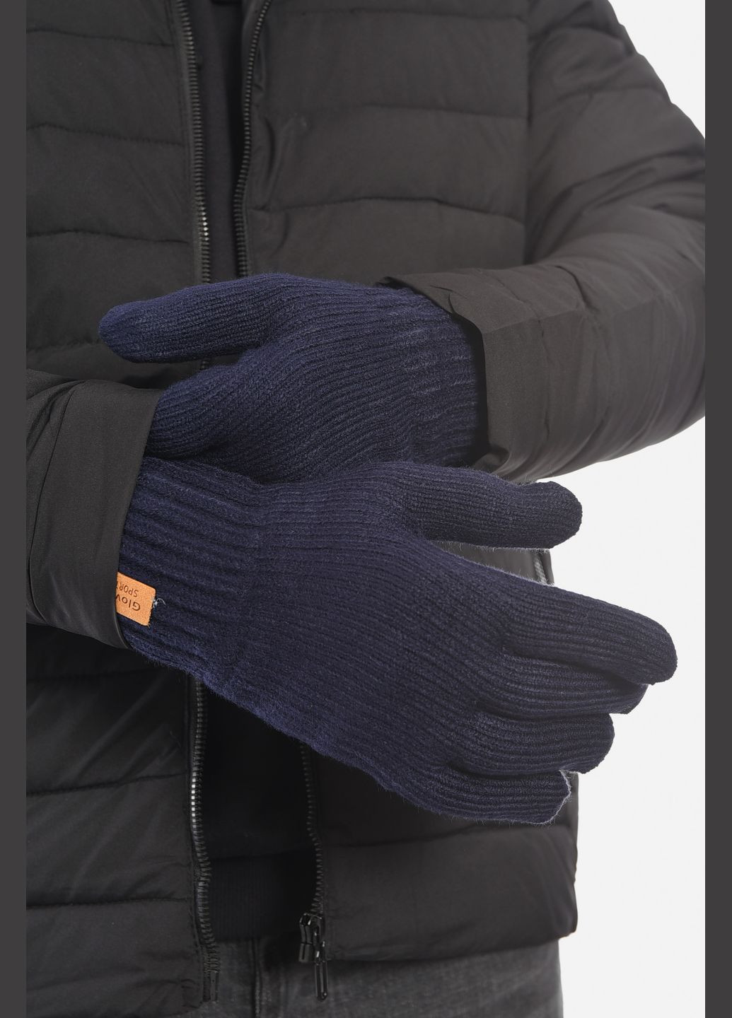 Перчатки мужские акриловые утепленные темно-синего цвета Let's Shop (307791418)