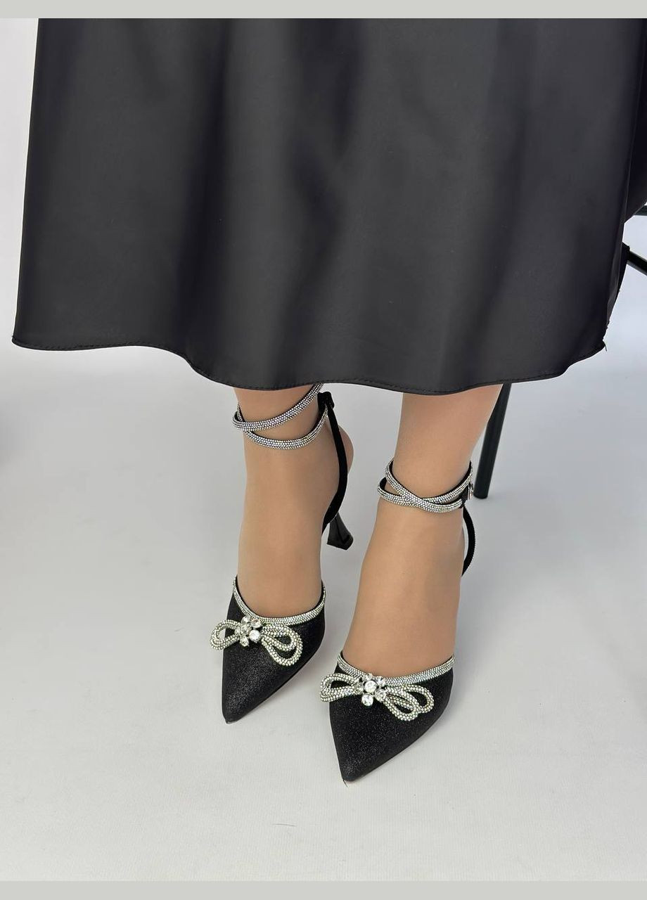 Жіночі святкові туфлі на підборах з бантом із страз No Brand (330825081)