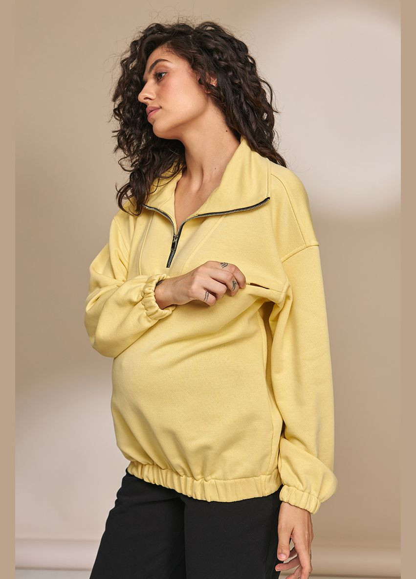 Трикотажний світшот для вагітних і годуючих бавовняний жовтий Юла мама - крій жовтий бавовна, поліестер - (283037038)