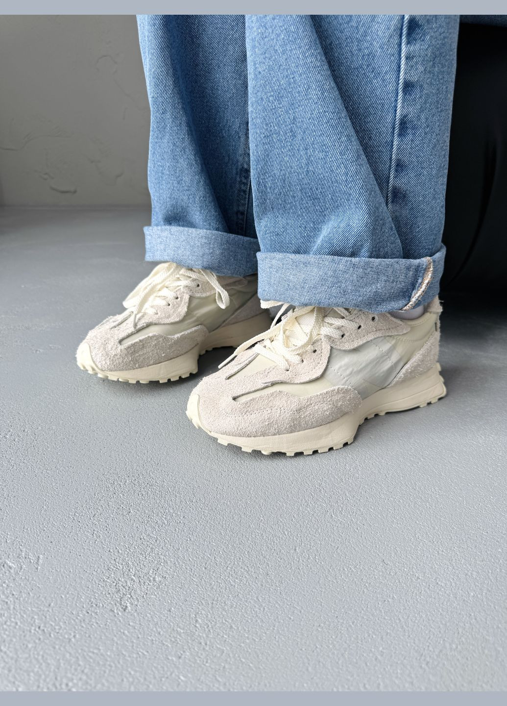 Кроссовки женские New Balance 327 Casual Beige | Нью Беланс 327 бежевые No Brand бежевые демисезоны (340916013)