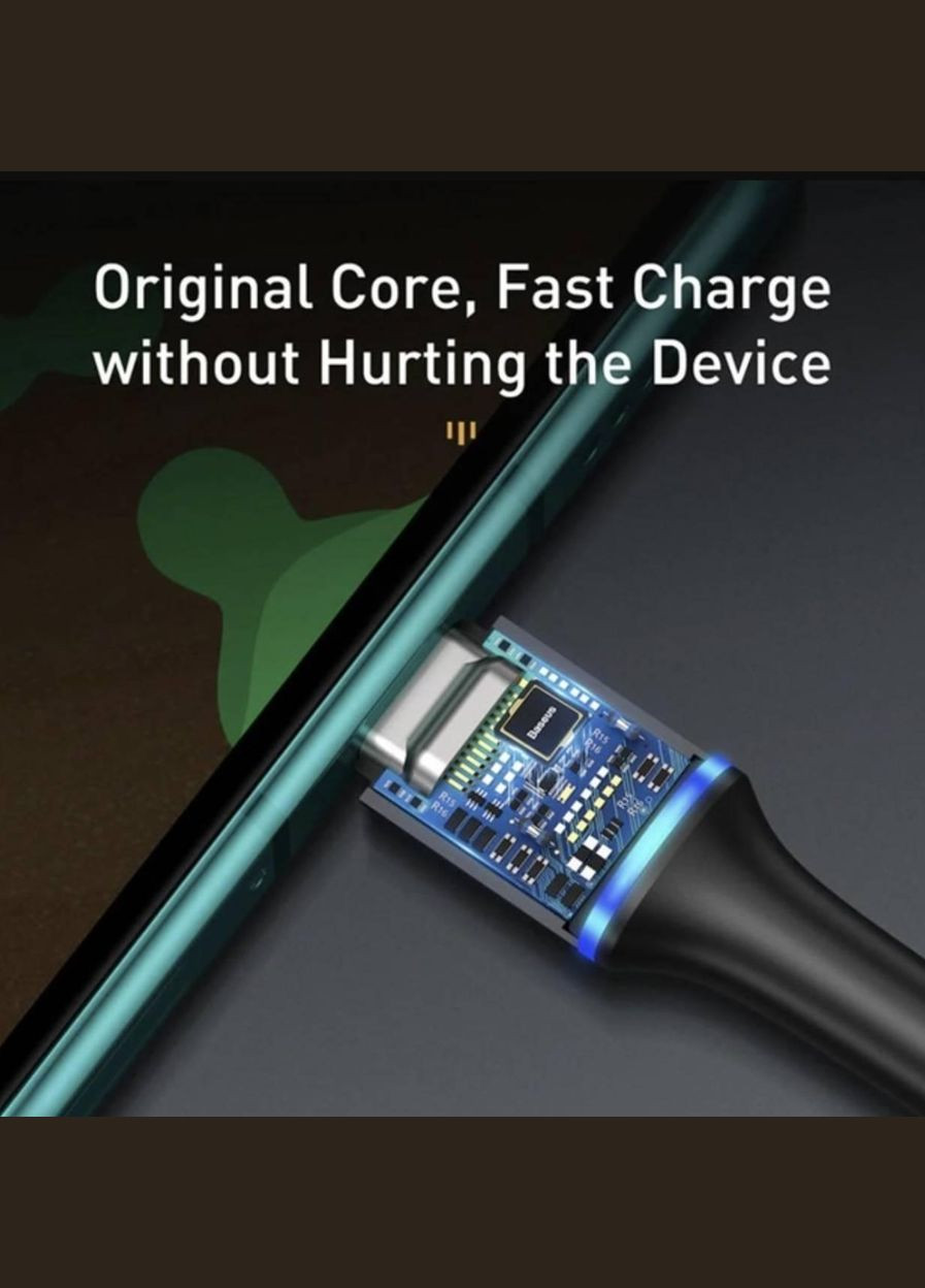 USB Type-C кабель с LED подсветкой 25 см Черный Baseus (317188894)
