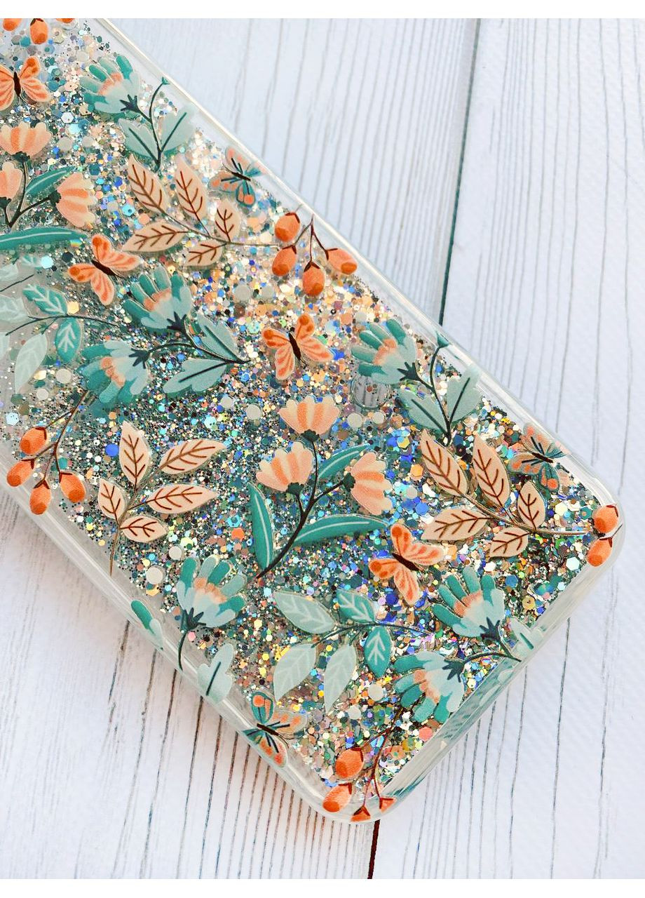 Чехол с плавающими серебряными блестками на Samsung Galaxy A35 Цветочный фон (принт 370) Creative (362025733)