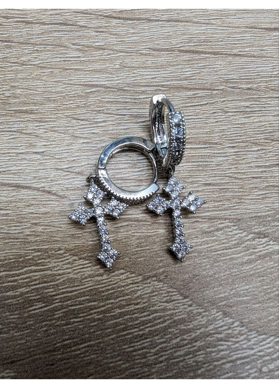 Сережки з підвісками-хрестиками No Brand (361431824)