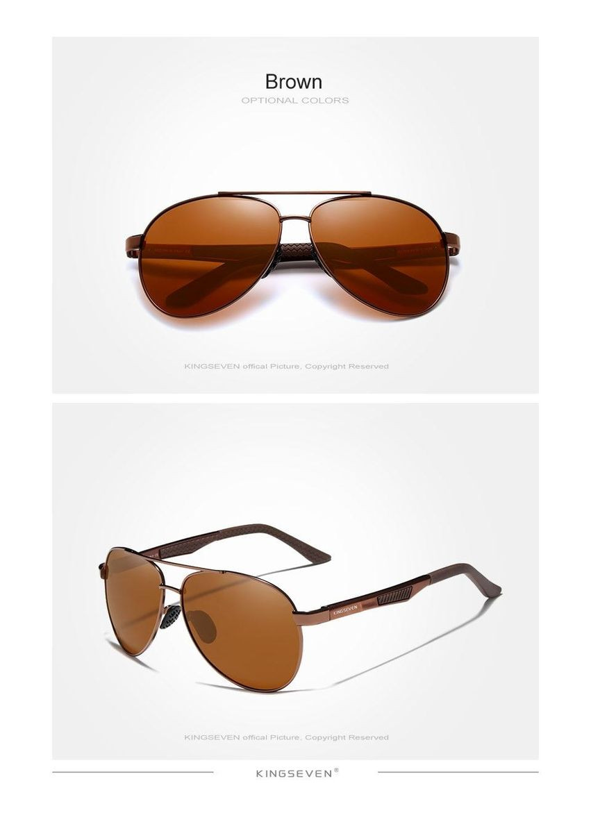 Сонцезахисні окуляри Авіатор в классическтой оправі з поляризованими лінзами N7720 Італія Коричневий KINGSEVEN (299332612)