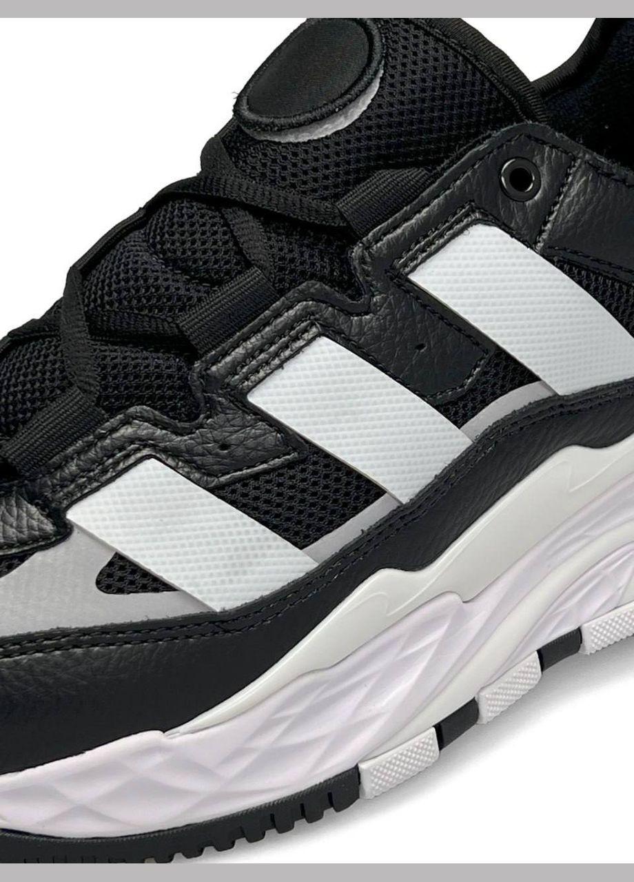 Черно-белые демисезонные кроссовки мужские adidas black white leather m No Brand Originals Niteball