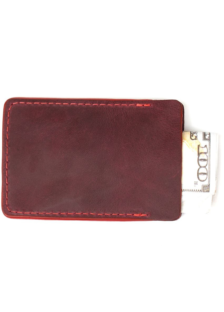 Картхолдер для візиток 1 слот натуральна бордова шкіра (sku_11504) No Brand (330012844)