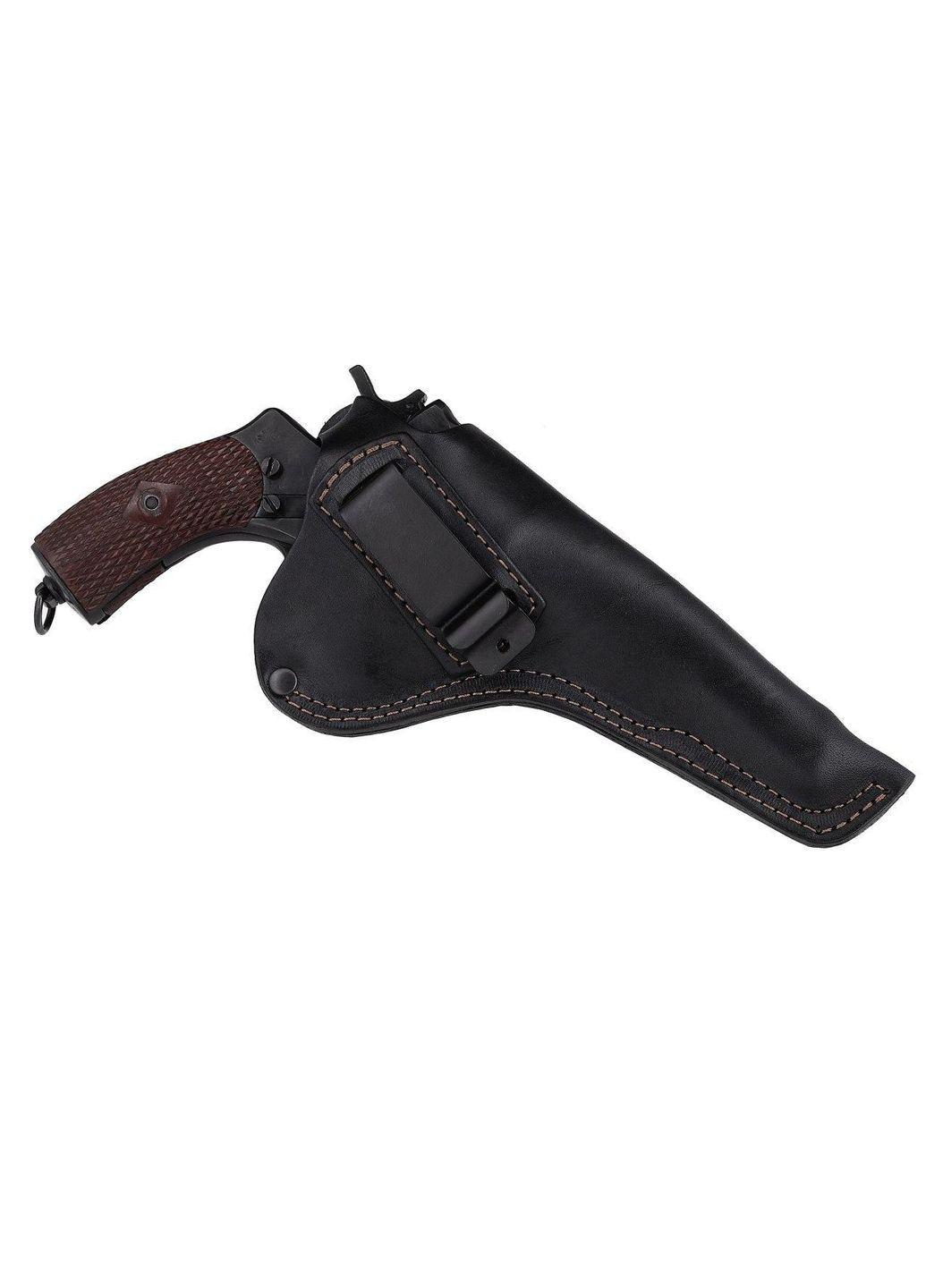 Кобура под Наган поясная + скрытое ношение не формованное со скобой (кожаная, черная) Сварог (342375201)