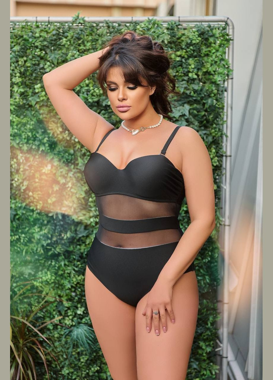 Черный летний женский купальник. слитный No Brand