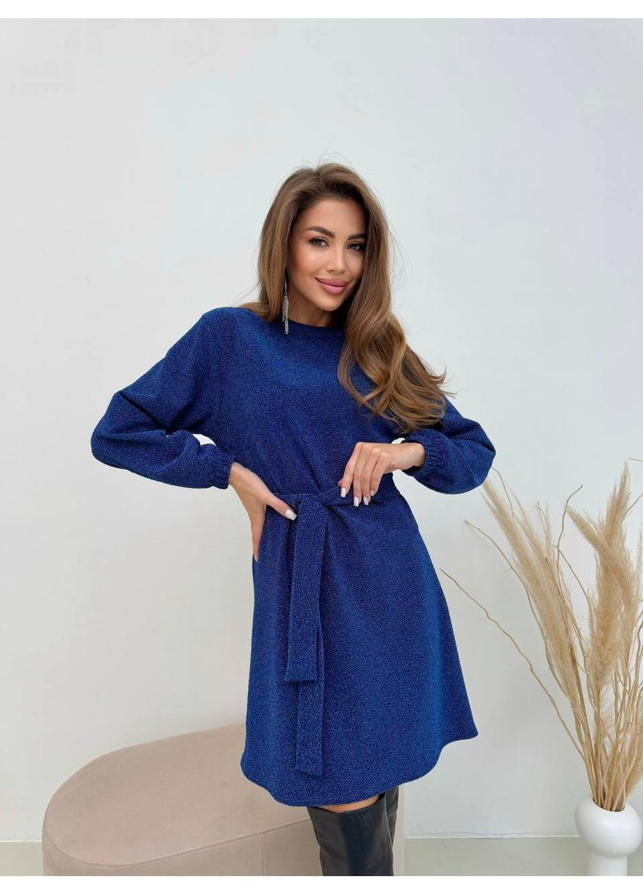 Синя святковий, повсякденний, вечірня, кежуал жіноча сукня кльош No Brand однотонна