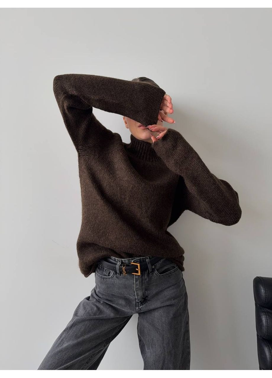 Коричневый демисезонный стильный свитер без швов (турция) — замеры в описании. DK/DL Мода без кордонів