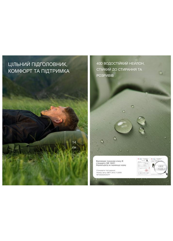 Матрас двойной CNK2550WS019, 65 мм, с мешком для надувания, зеленый Naturehike (353505711)