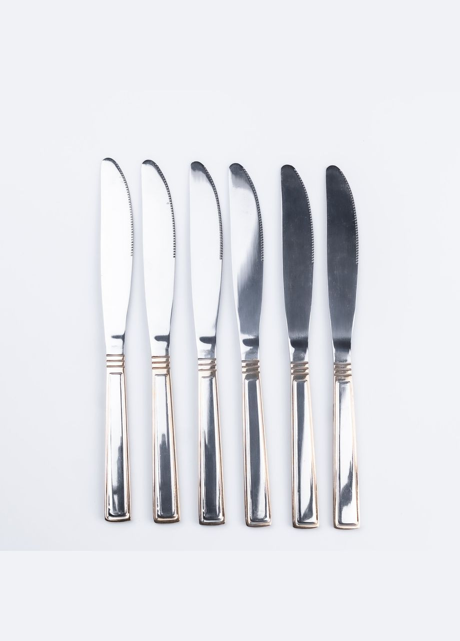 Набор столовых ножей 6 шт нержавеющая сталь хром из золотом HP700 TS Kitchen (305389637)