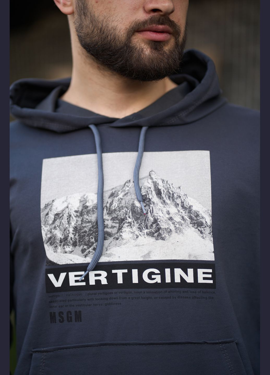 Худи мужское с принтом «Vertigine» графитовое No Brand (360072094)