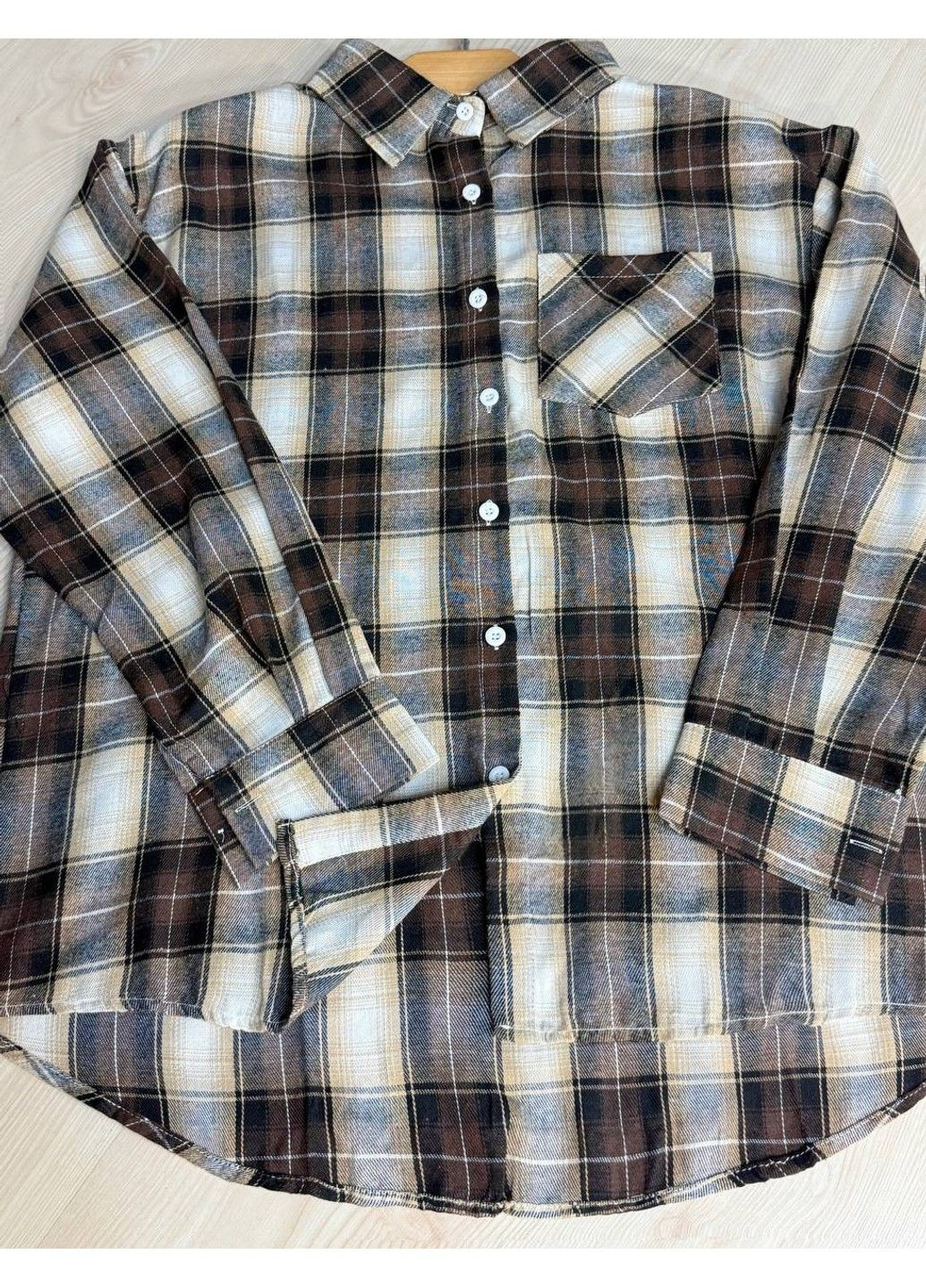 Темно-коричневая рубашка No Brand