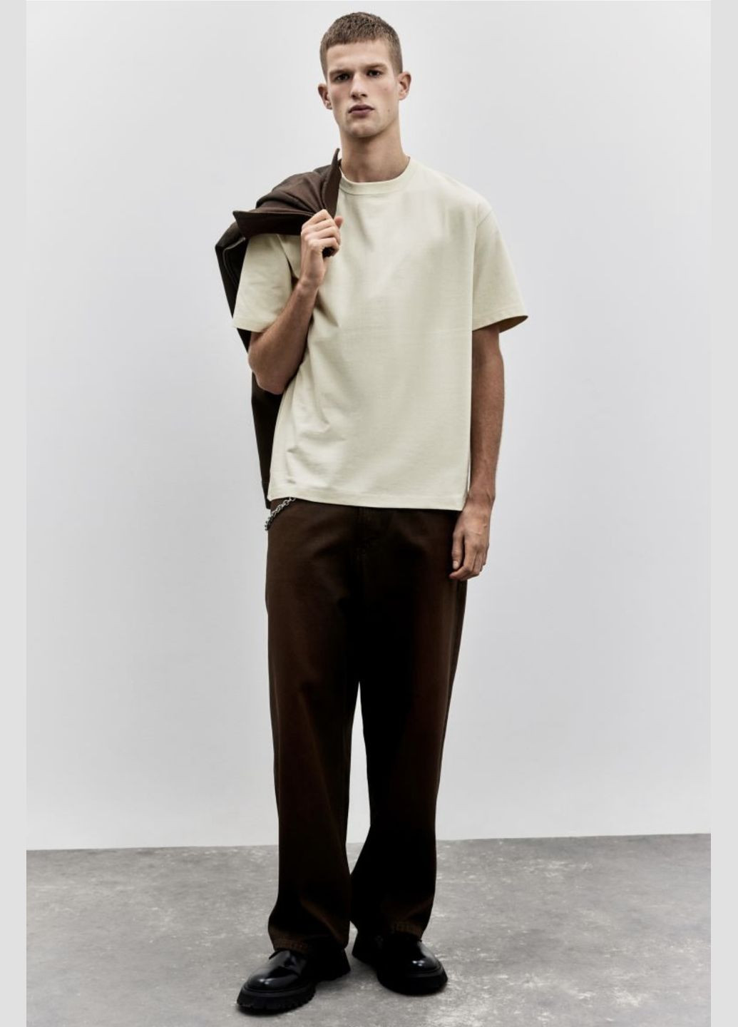 Бежева футболка вільного крою H&M loose fit