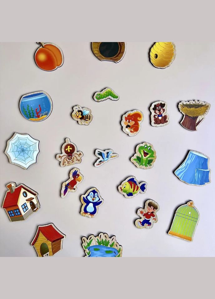 Дерев'яний пазл-вкладиш "Хто? Де живе?" (ПСД059) PSD059 сортер Ubumblebees (317348342)