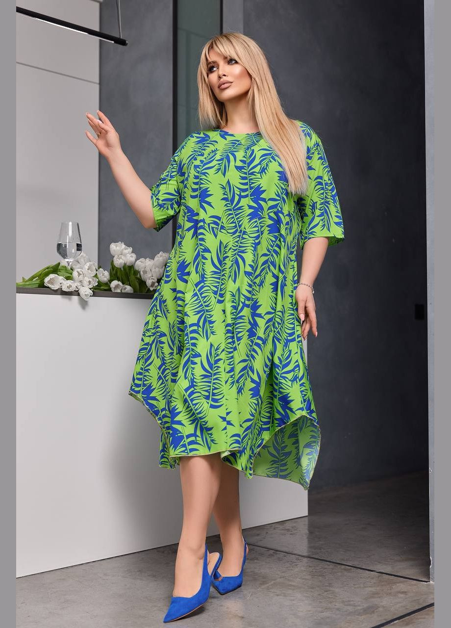 Салатова жіноча сукня із софту колір салатовий-електрик р.50/52 453420 New Trend