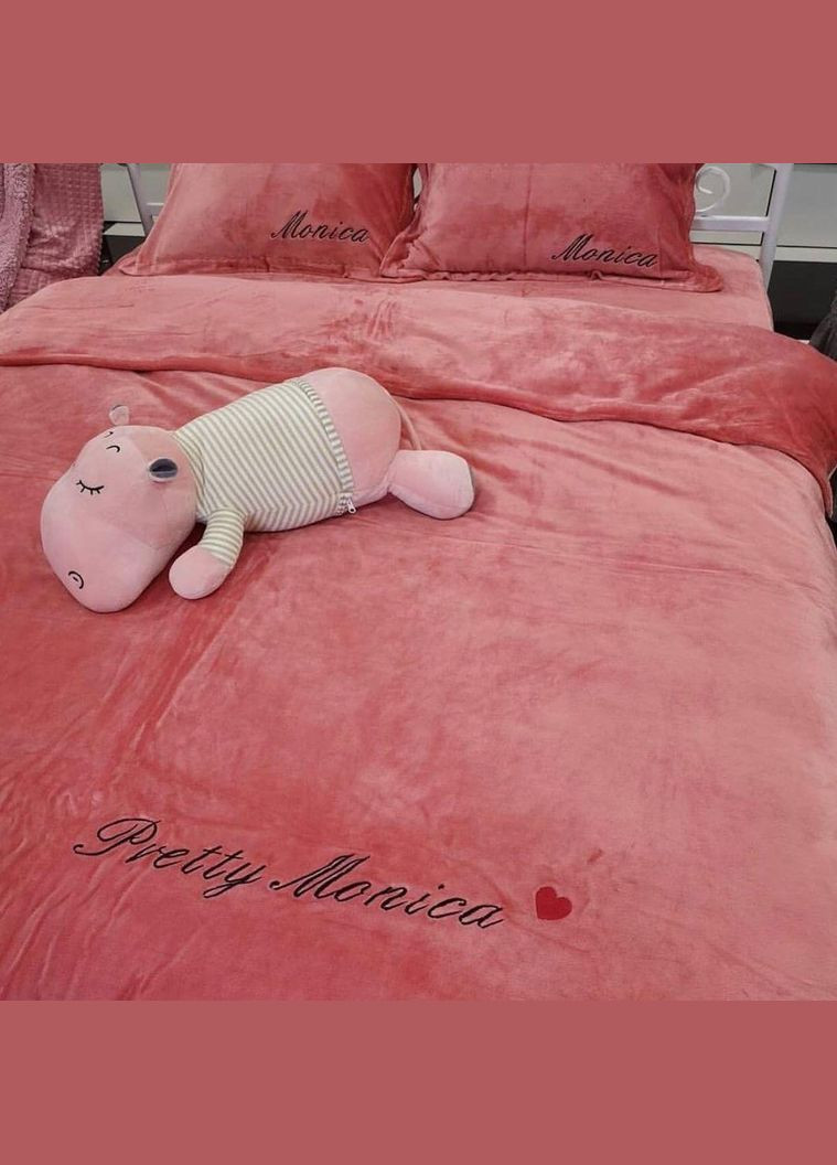 Постільна білизна велюрова євро 200x220 см рожевий П4К-monika01-31 (П4К-monika01-31) No Brand (306633694)