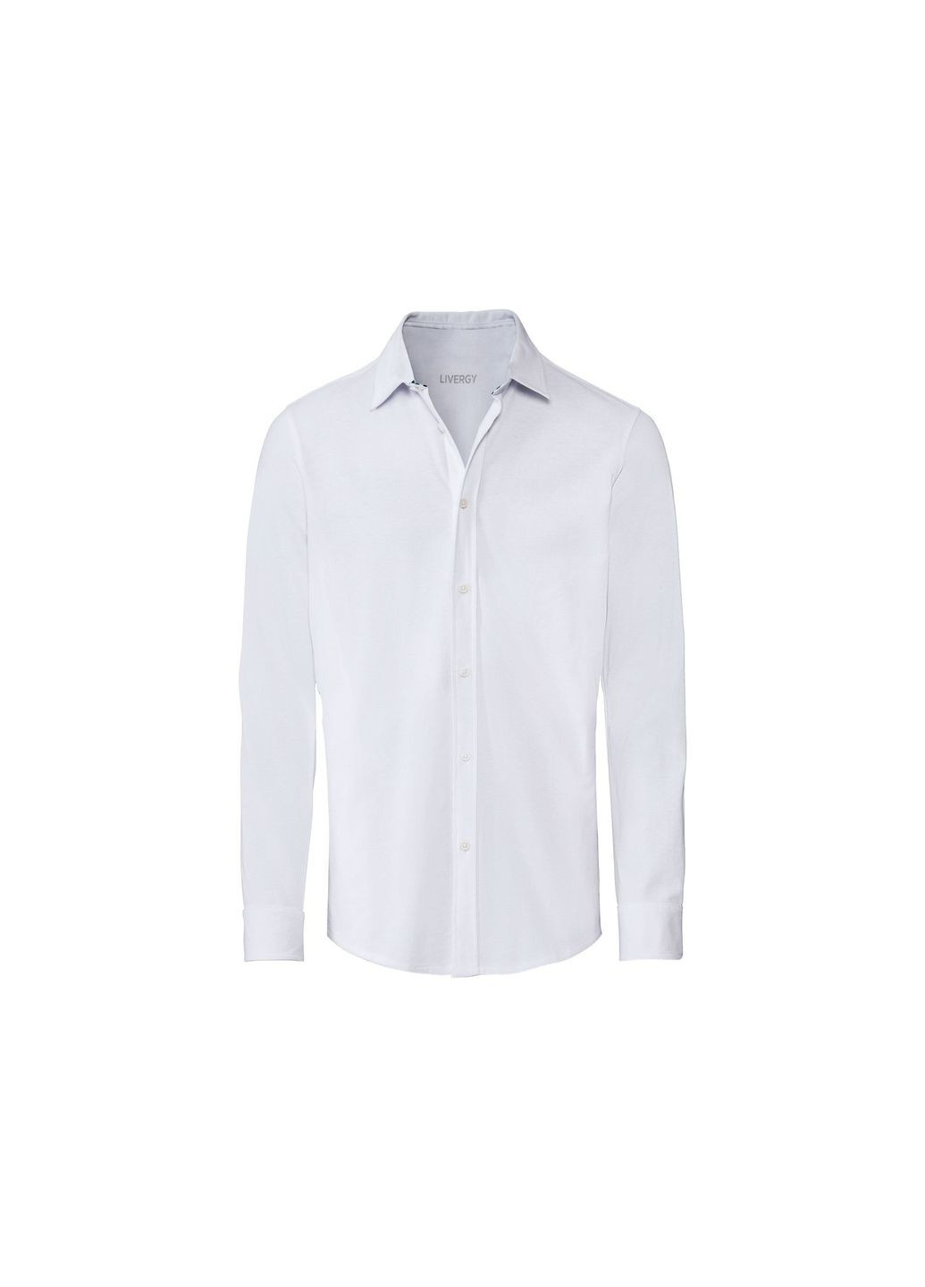 Белая повседневный, кэжуал, классическая рубашка однотонная Livergy