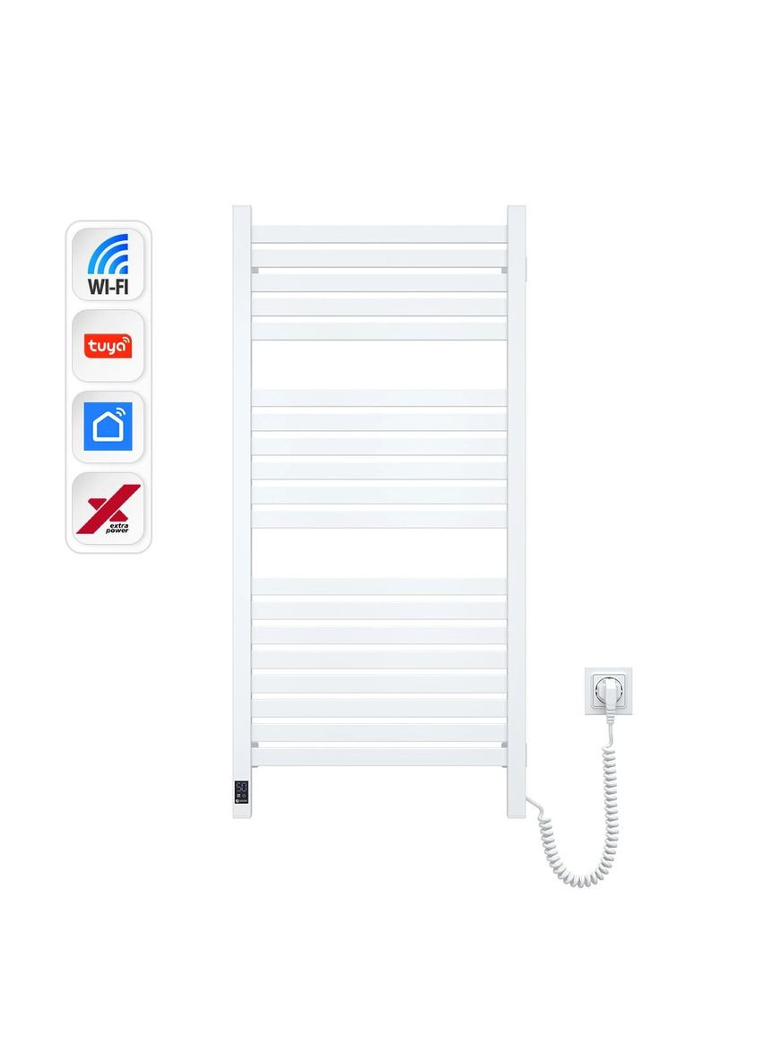 Рушникосушка електрична Авангард Х, 1000х480х71мм, Wi-Fi, сталь, білий, праве підключення Navin (370620913)