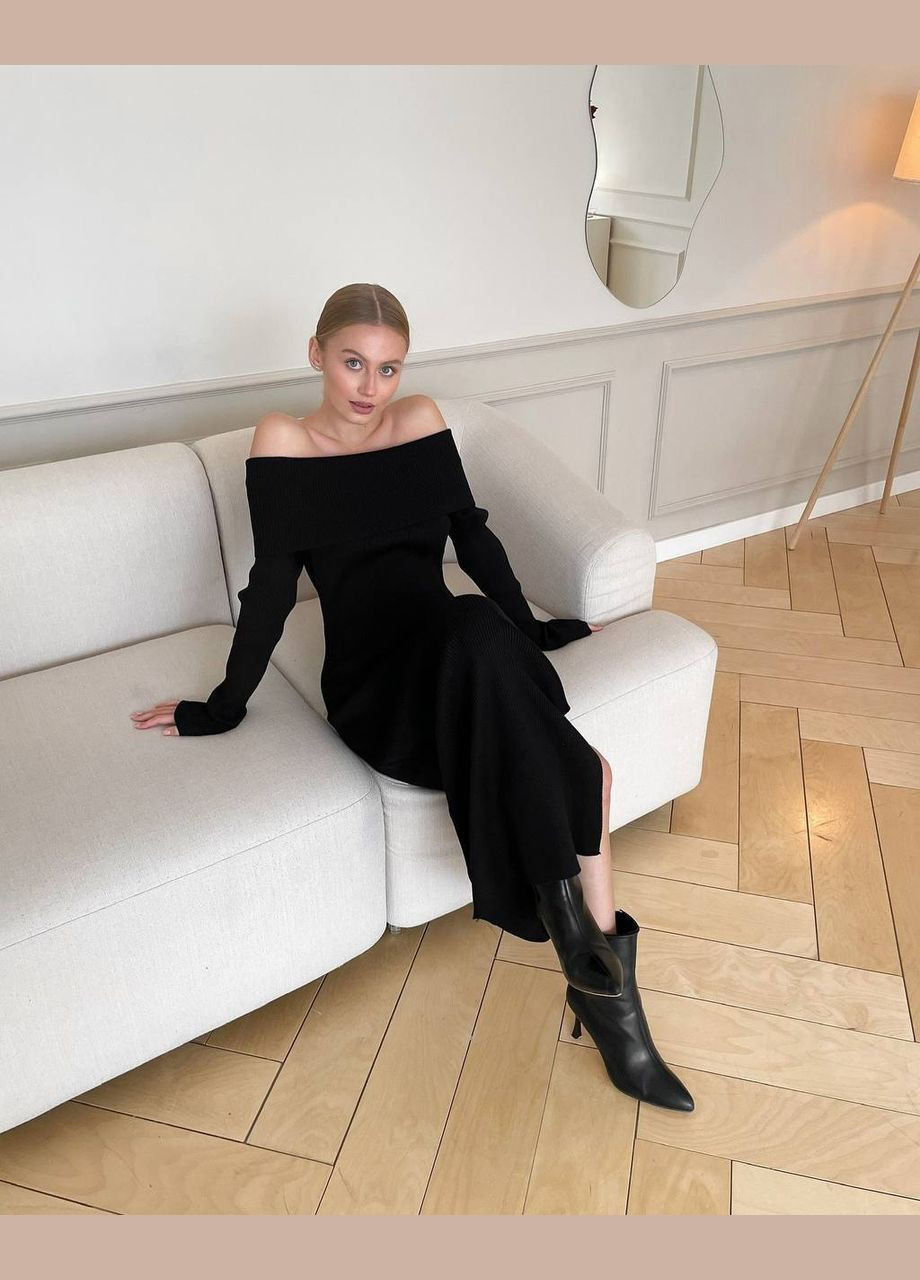 Чорна коктейльна, ділова, повсякденний, кежуал, джинсова, вечірня сукня жіноча No Brand однотонна