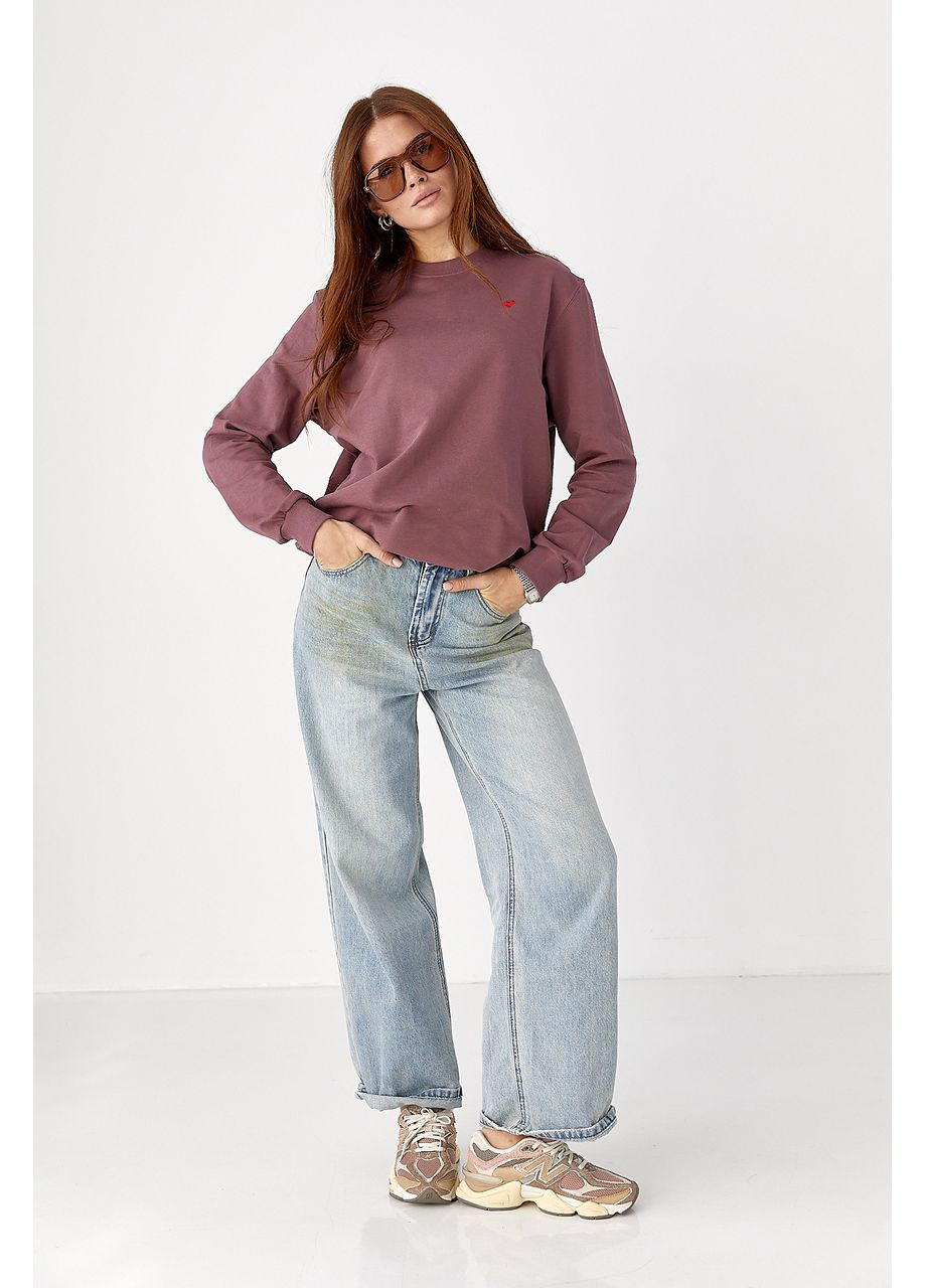 Бордовый однотонный свитшот с сердечком - бордо цвет Lurex (361056887)