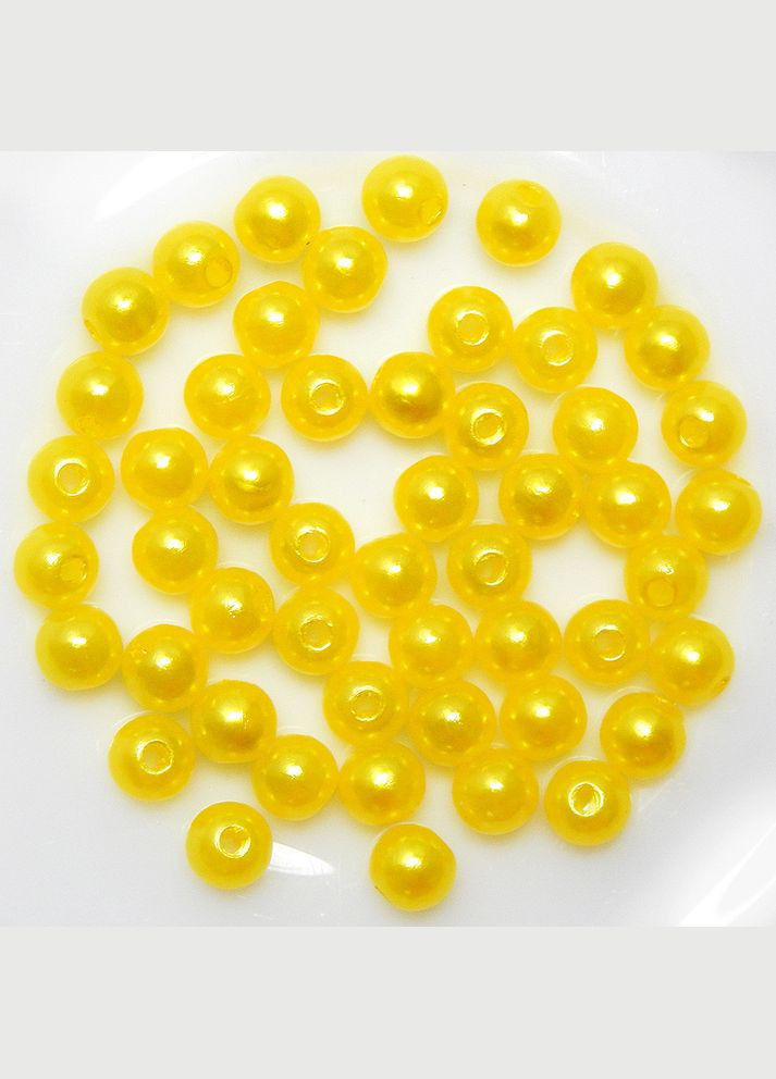 Бусины перламутровые, акриловые, 6 мм, желтые, 50 шт No Brand (340483342)