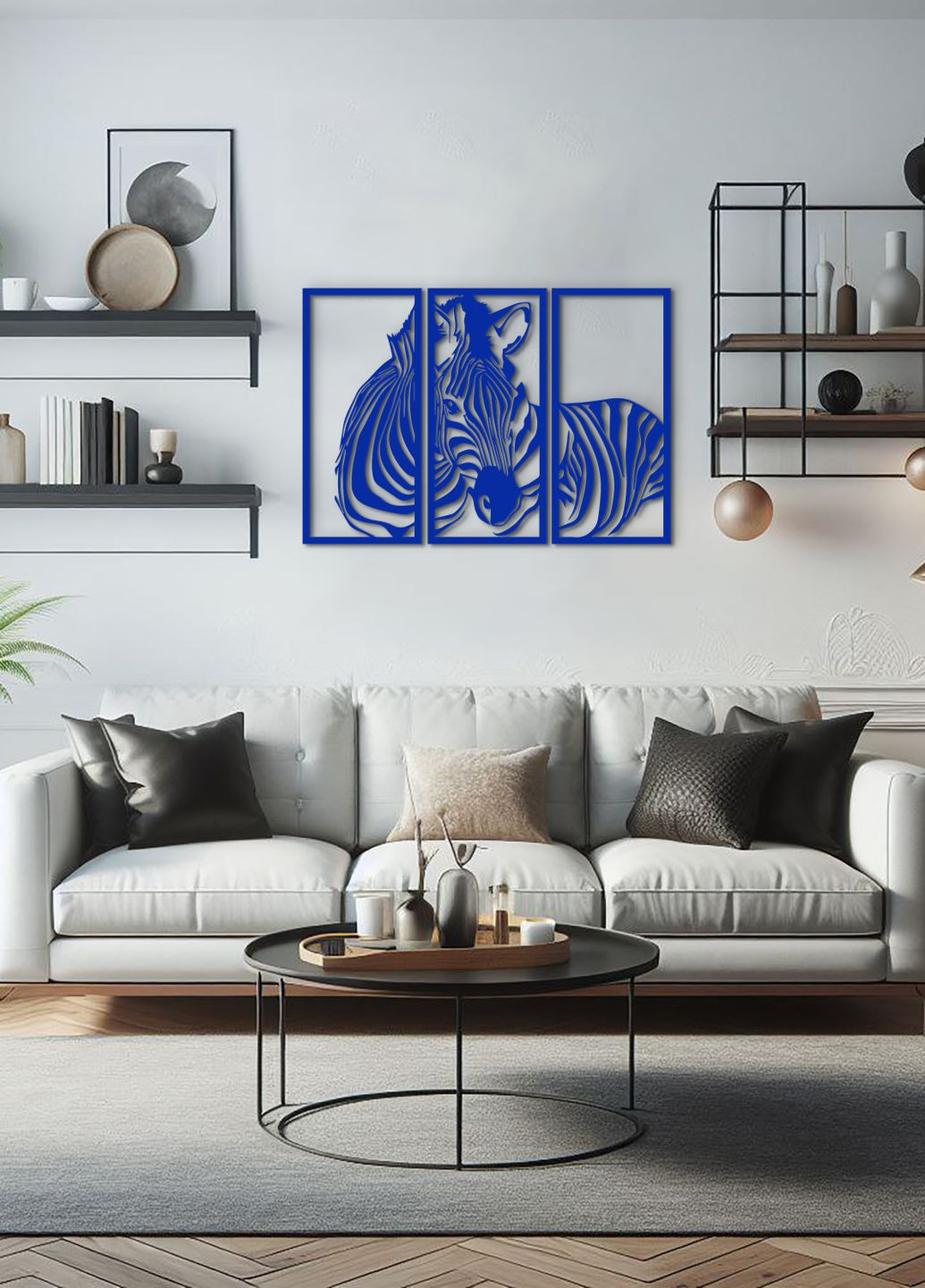 Картина лофт, настенный декор для дома "Зебра модульная картина", декоративное панно 80х115 см Woodyard (292113870)