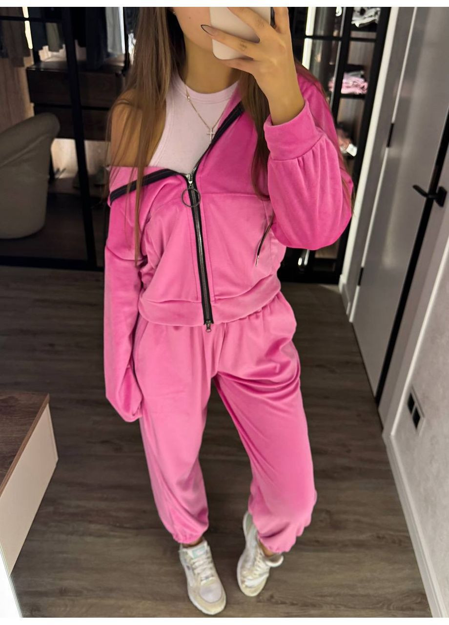 Костюм велюровый на меху,оверсайз модель,штаны и кофта на молнии Україна (366038918)