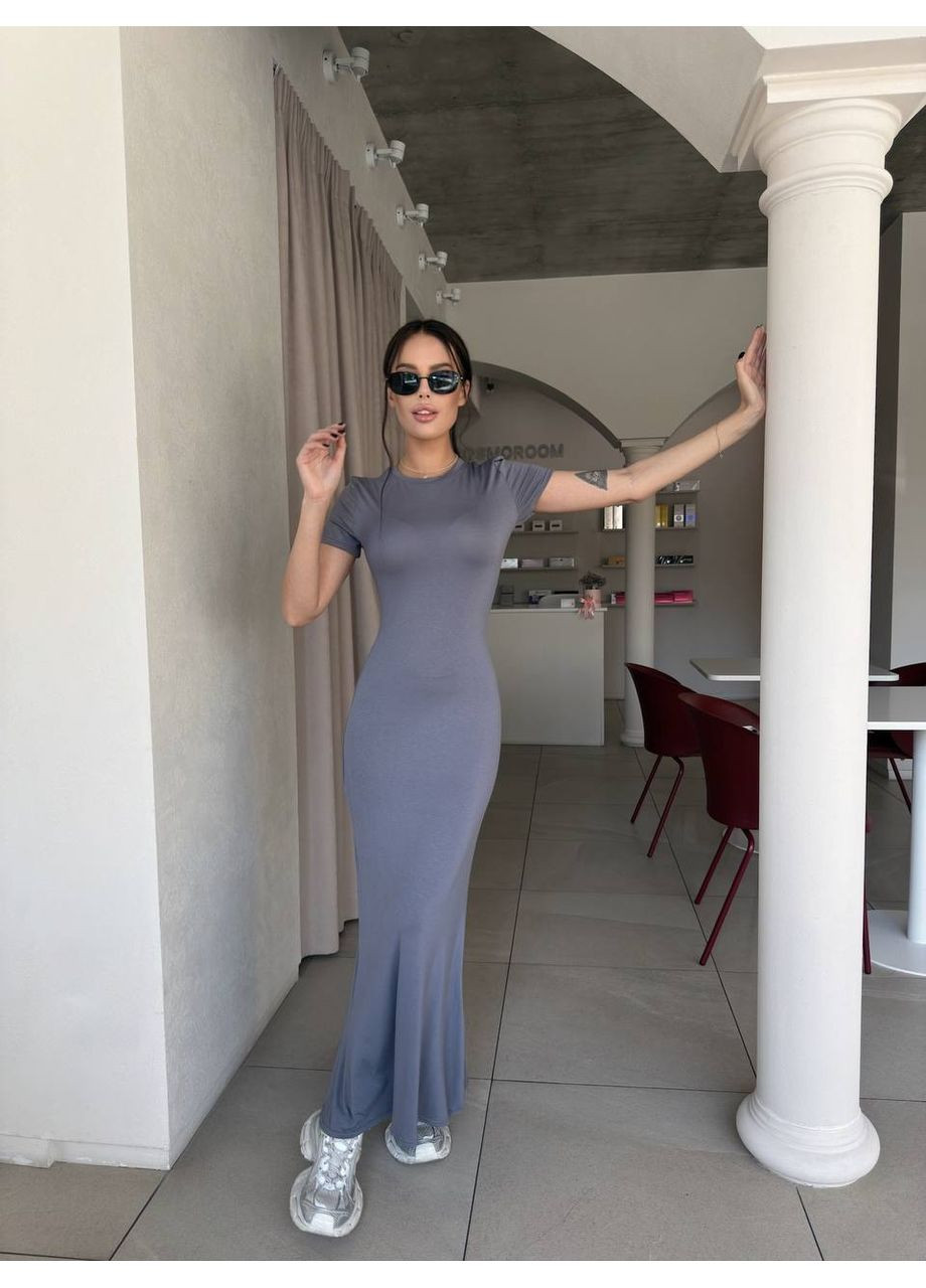 Графітова святковий, повсякденний жіноча сукня максі з віскози силуетна Україна