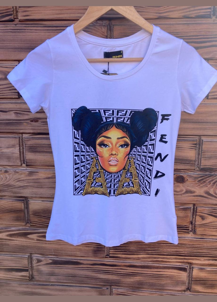 Женская белая футболка Fendi Турция No Brand - (316658865)