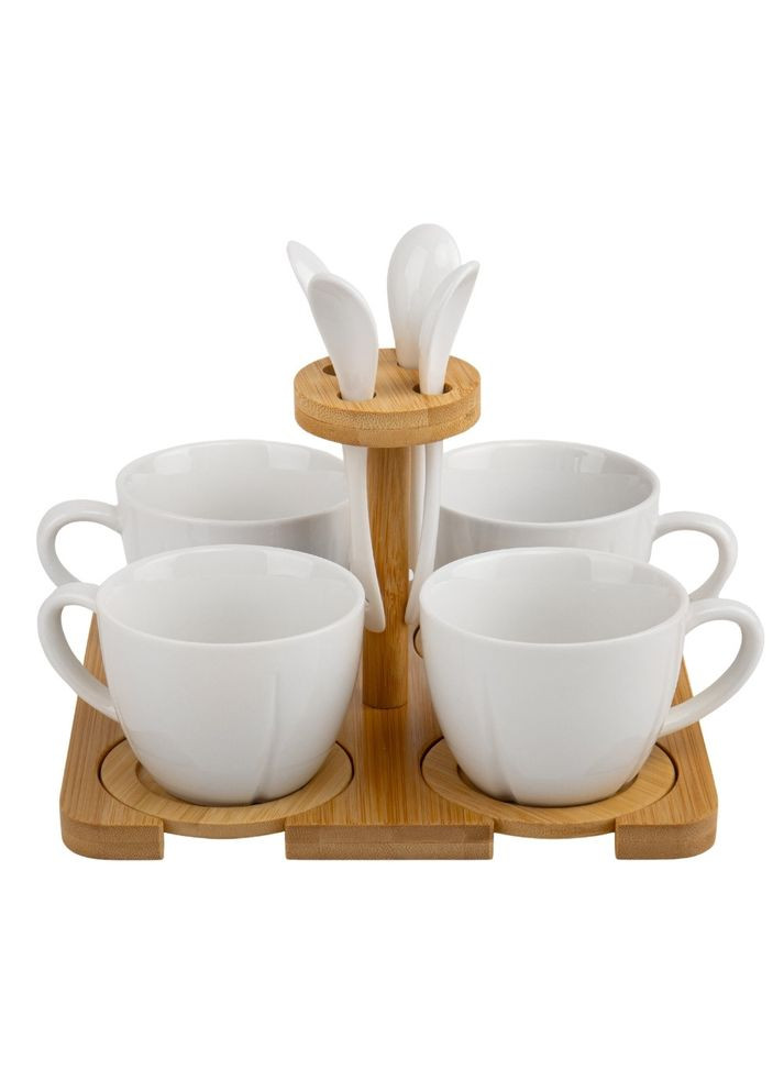 Набір кухлів з бамбуковою підставкою "Англійське чаювання", 200 мл ELISEY (314526564)