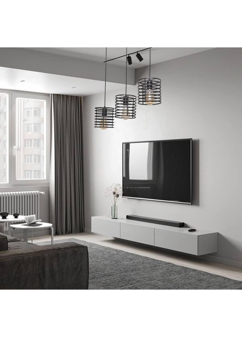 Черная люстра из трех плафонов на планке (07-P9150F-3 BK (500)) No Brand (370070784)