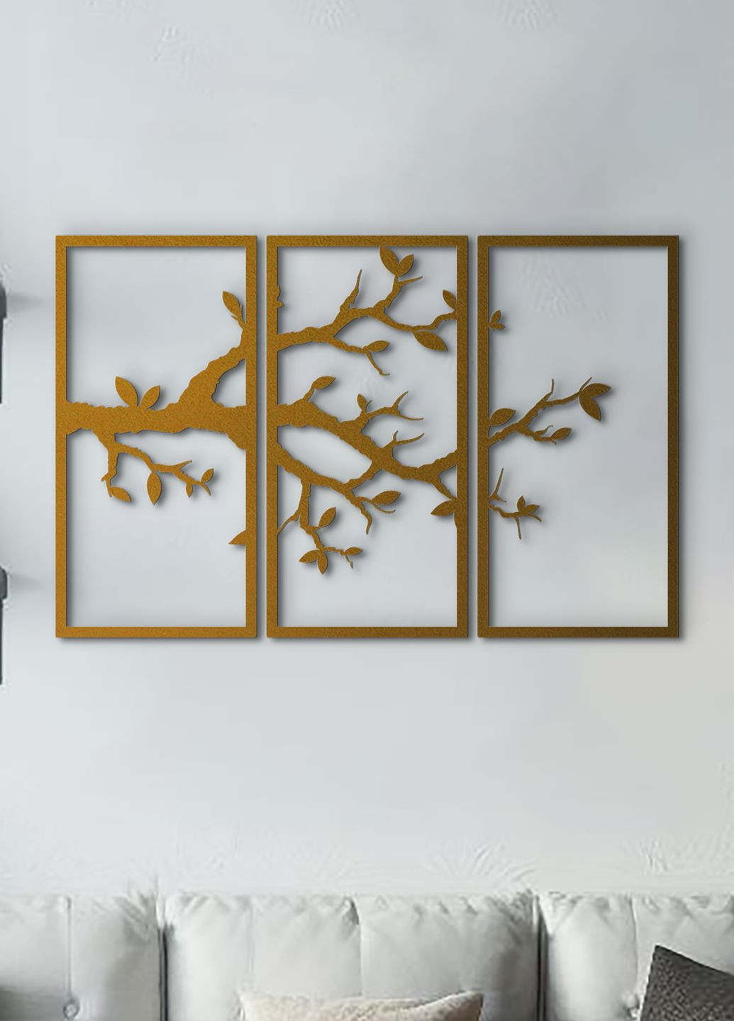 Дерев'яна картина на стіну, декор для кімнати "Гілка вишні модульна картина", стиль лофт 95х145 см Woodyard (292113287)