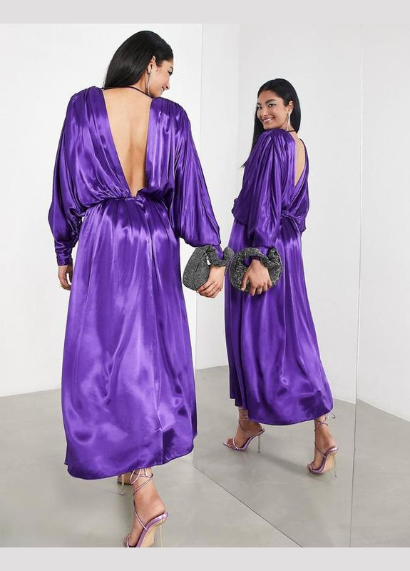 Фиолетовое платье меди с драпировкой вечернее пурпурное Asos