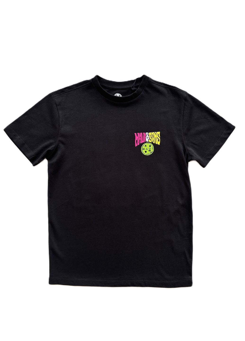Черная летняя футболка для парня /maui&sons черная с рисунком на спине 2000-66 (152 см) OVS