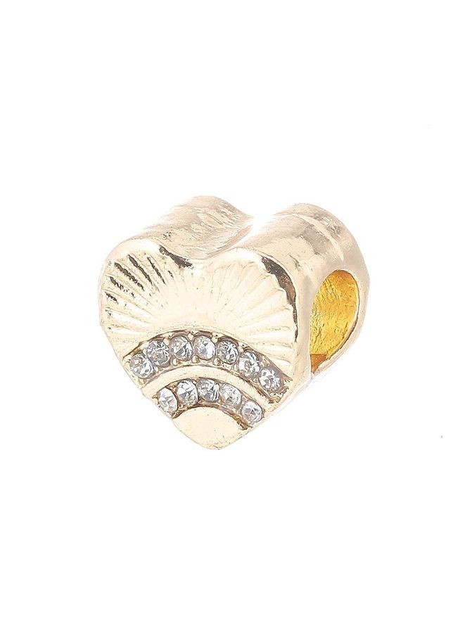 Шарм кулон серце з білими фіанітами золотисте Liresmina Jewelry (285766224)