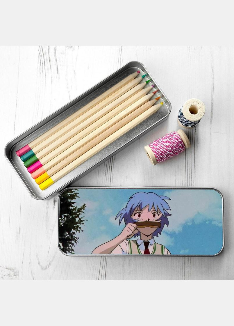 Органайзер для канцелярського приладдя металевий, кейс для дрібниць Аніме Євангіліон #009 7*18 см Silver No Brand (309158803)