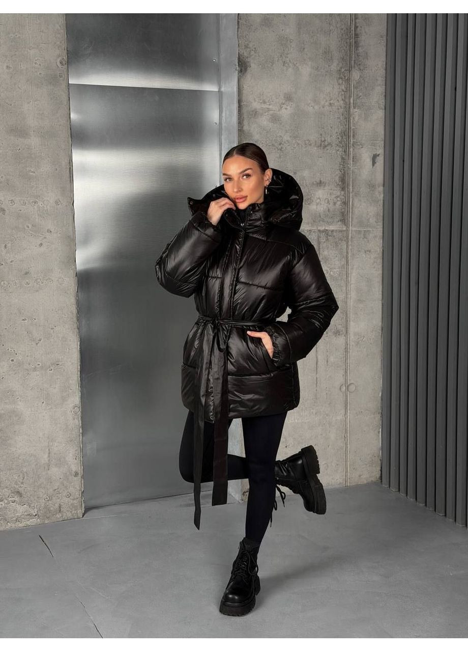 Чорна жіноча куртка зима (-15) No Brand