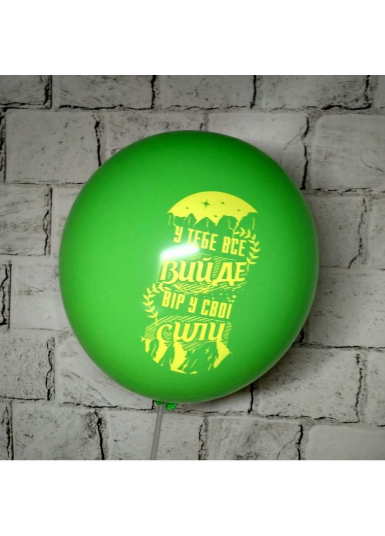 Воздушный шар латексный с надписью Верь в свои силы 30 см Зеленый Belbal (362412261)