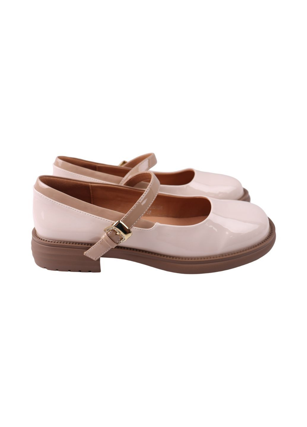 FARINNI Туфлі жіночі на низькому ходу молочні натуральна лакована шкіра білий з, китай — (304060077)