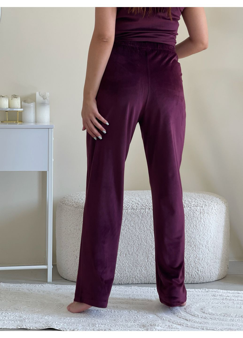 Бордовая зимняя женская пижама кофта + брюки No Brand 100002413