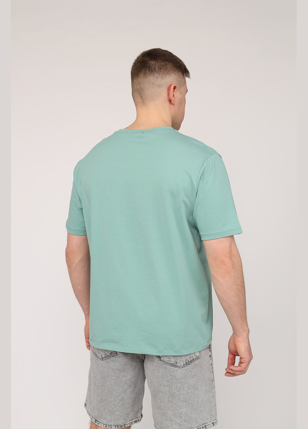 М'ятна футболка з коротким рукавом чоловіча колір м'ятний цб-00270048 Yuki