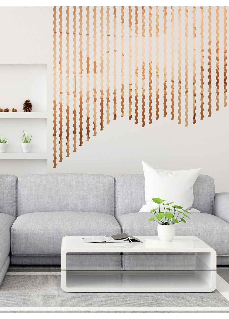 Інтер'єрні акрилові наклейки дзеркальні на стіну Молдинг хвилястий-15 24 шт. Ваша Світлість (366334719)