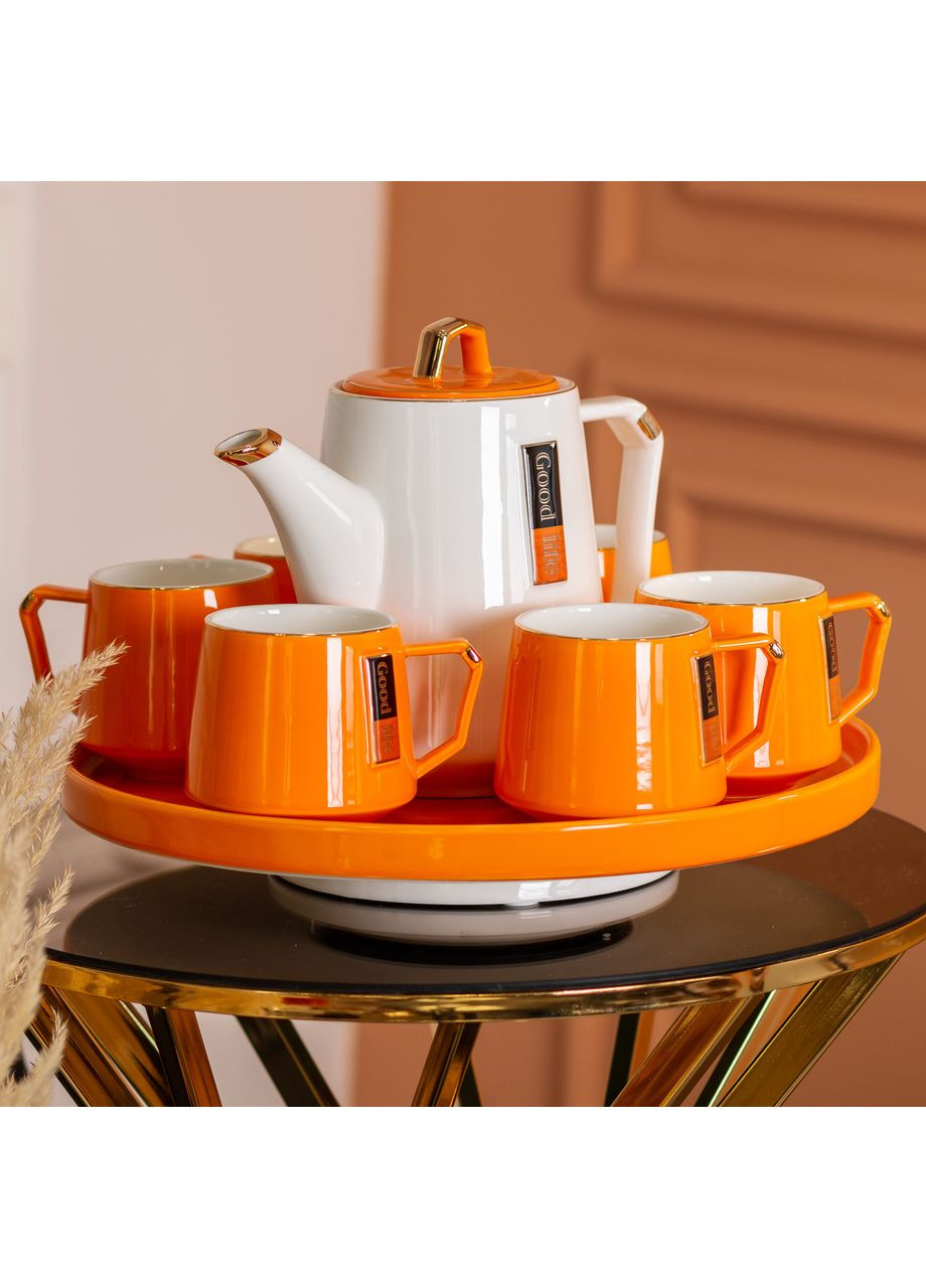 Чайный сервиз на 6 персон керамической подставкой Orange Jooki (358706681)