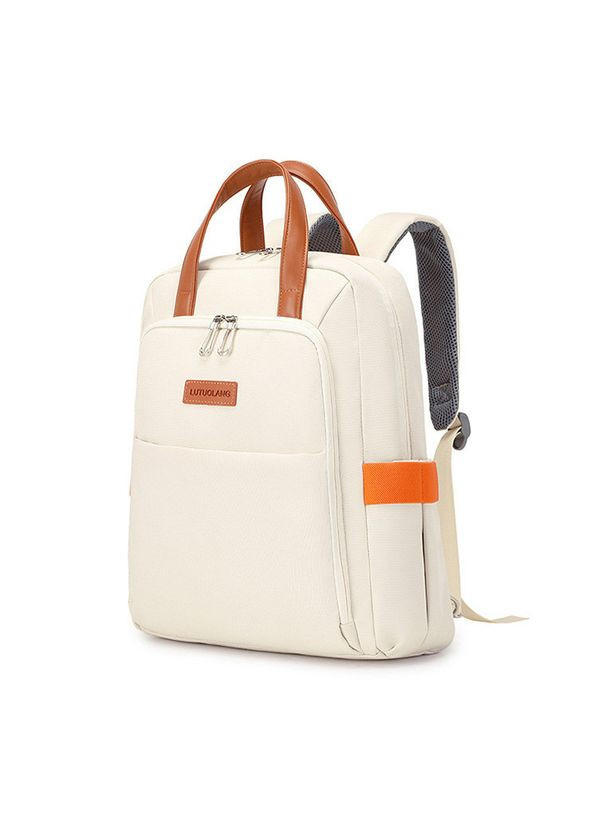 Рюкзак-сумка жіночий міський тканинний з відділом для ноутбука Молочний (код: IBR199O) Bagi (331613622)